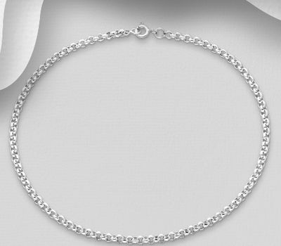 Expandable belcher style anklet made from sterling silver.