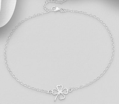 925 Sterling Silver Clover Anklet