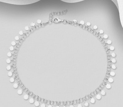 Şəkli böyütmək üçün tiklayın ITALIAN DELIGHT - 925 Sterling Silver Anklet, 9 mm Wide, Made in Italy.