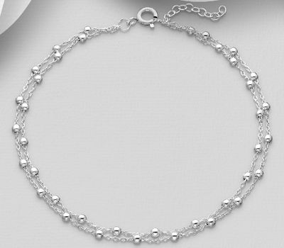 Şəkli böyütmək üçün tiklayın 925 Sterling Silver Ball Anklet