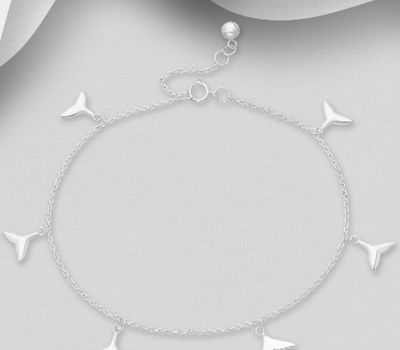 925 Sterling Silver Whale Tail Anklet