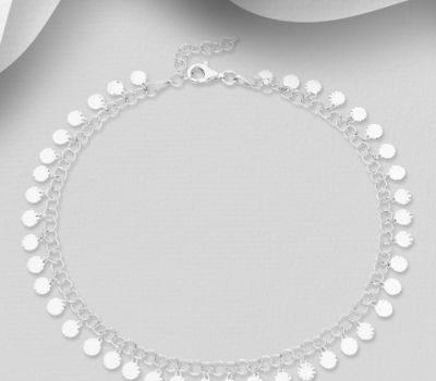 ITALIAN DELIGHT - 925 Sterling Silver Anklet, 9 mm Wide, Made in Italy.