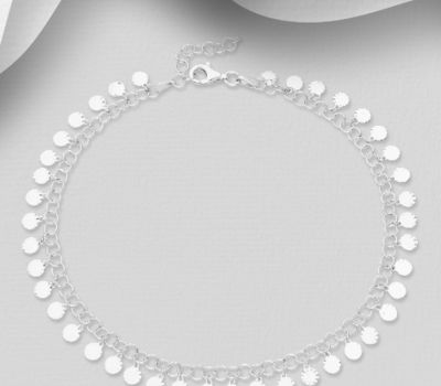 Şəkli böyütmək üçün tiklayın ITALIAN DELIGHT - 925 Sterling Silver Anklet, 9 mm Wide, Made in Italy.