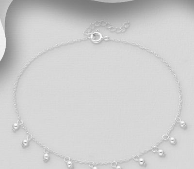 Şəkli böyütmək üçün tiklayın 925 Sterling Silver Ball Anklet