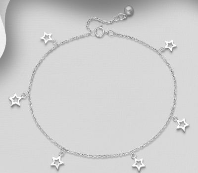 925 Sterling Silver Star Anklet