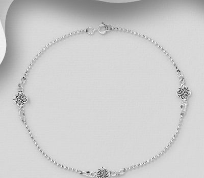 925 Sterling Silver Oxidized Celtic Anklet