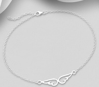 925 Sterling Silver Wings Anklet