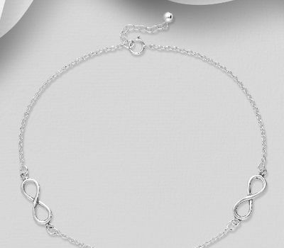 925 Sterling Silver Oxidized Infinity Anklet