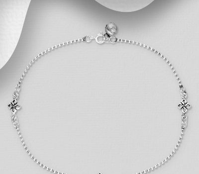 Şəkli böyütmək üçün tiklayın 925 Sterling Silver Oxidized Bell Anklet