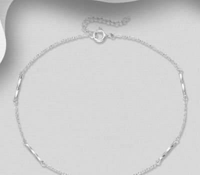 925 Sterling Silver Twisted Bar Anklet