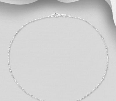 Şəkli böyütmək üçün tiklayın ITALIAN DELIGHT - 925 Sterling Silver Anklet, 1.8 mm Wide, Made in Italy.