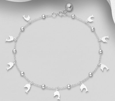925 Sterling Silver Dolphin Anklet