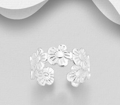 925 Sterling Silver Flower Toe Ring