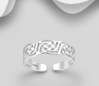 Şəkli böyütmək üçün tiklayın 925 Sterling Silver Adjustable Celtic Toe Ring