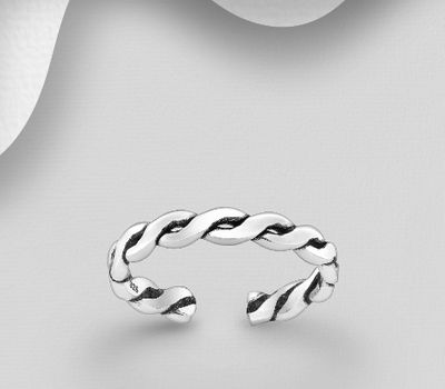 Şəkli böyütmək üçün tiklayın 925 Sterling Silver Adjustable Oxidized Toe Ring