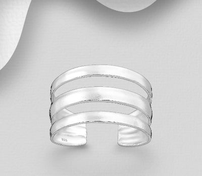 925 Sterling Silver Adjustable Layered Toe Ring