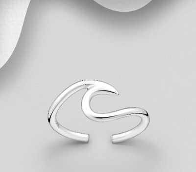 Şəkli böyütmək üçün tiklayın 925 Sterling Silver Wave Toe Ring