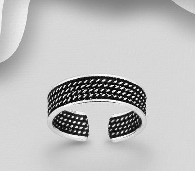 Şəkli böyütmək üçün tiklayın 925 Sterling Silver Adjustable Oxidized Toe Ring