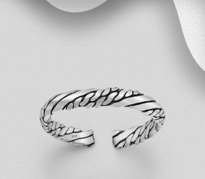 Şəkli böyütmək üçün tiklayın 925 Sterling Silver Adjustable Oxidized Toe Ring