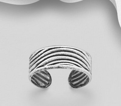 Şəkli böyütmək üçün tiklayın 925 Sterling Silver Adjustable Oxidized Toe Ring