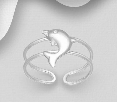 Şəkli böyütmək üçün tiklayın 925 Sterling Silver Adjustable Dolphin Toe Ring