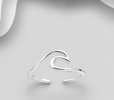 925 Sterling Silver Adjustable Wave Toe Ring