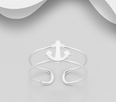 925 Sterling Silver Adjustable Anchor Toe Ring