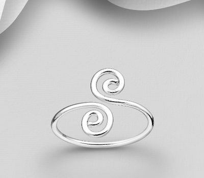 925 Sterling Silver Adjustable Swirl Toe Ring