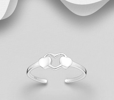 Şəkli böyütmək üçün tiklayın 925 Sterling Silver Adjustable Heart Toe Ring
