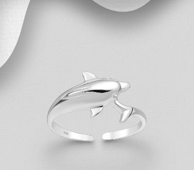 925 Sterling Silver Adjustable Dolphin Toe Ring