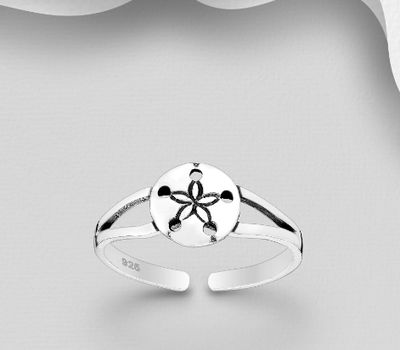 Şəkli böyütmək üçün tiklayın 925 Sterling Silver Oxidized Adjustable Sand Dollar Ring