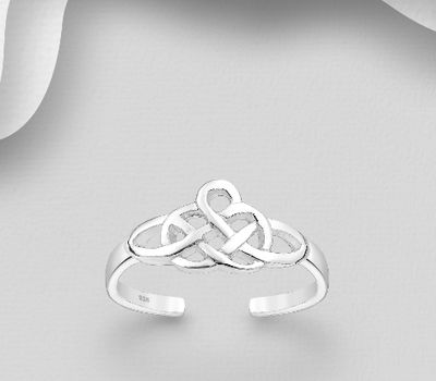 Şəkli böyütmək üçün tiklayın 925 Sterling Silver Adjustable Celtic Toe Ring
