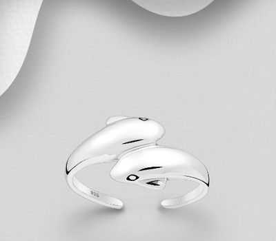 925 Sterling Silver Adjustable Dolphin Toe Ring