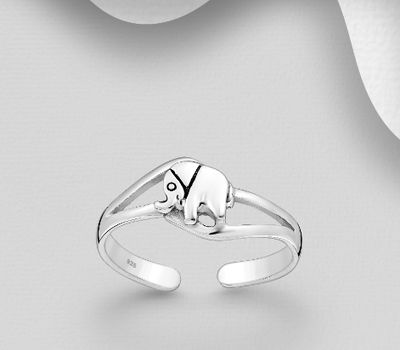 925 Sterling Silver Adjustable Elephant Toe Ring