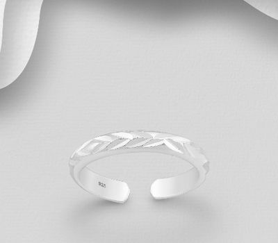 Şəkli böyütmək üçün tiklayın 925 Sterling Silver Adjustable Diamond Cut Toe Ring