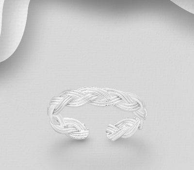 Şəkli böyütmək üçün tiklayın 925 Sterling Silver Adjustable Weave Toe Ring