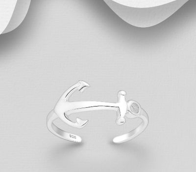 Şəkli böyütmək üçün tiklayın 925 Sterling Silver Adjustable Anchor Toe Ring