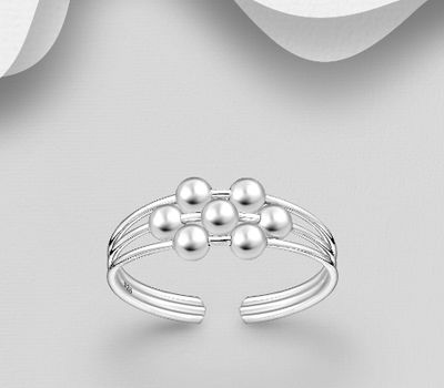 Şəkli böyütmək üçün tiklayın 925 Sterling Silver Adjustable Ball Toe Ring