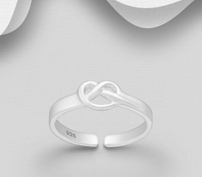 Şəkli böyütmək üçün tiklayın 925 Sterling Silver Adjustable Love Knot Toe Ring