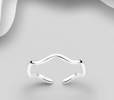 Şəkli böyütmək üçün tiklayın 925 Sterling Silver Adjustable Zigzag Toe Ring