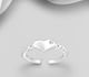 925 Sterling Silver Adjustable Heart Toe Ring, Decorated with Crystal Glass