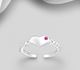925 Sterling Silver Adjustable Heart Toe Ring, Decorated with Crystal Glass