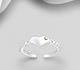 925 Sterling Silver Adjustable Heart Toe Ring, Decorated with Crystal Glass