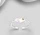 925 Sterling Silver Adjustable Heart Toe Ring, Decorated with Crystal Glass