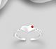 925 Sterling Silver Adjustable Heart Toe Ring, Decorated with Crystal Glass