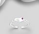 925 Sterling Silver Adjustable Heart Toe Ring, Decorated with Crystal Glass