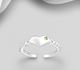 925 Sterling Silver Adjustable Heart Toe Ring, Decorated with Crystal Glass
