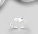 925 Sterling Silver Adjustable Heart Toe Ring, Decorated with Crystal Glass