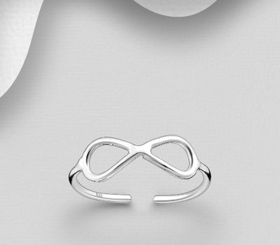 Şəkli böyütmək üçün tiklayın 925 Sterling Silver Adjustable Infinity Toe Ring