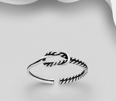 Şəkli böyütmək üçün tiklayın 925 Sterling Silver Adjustable Oxidized Love Knot Toe Ring